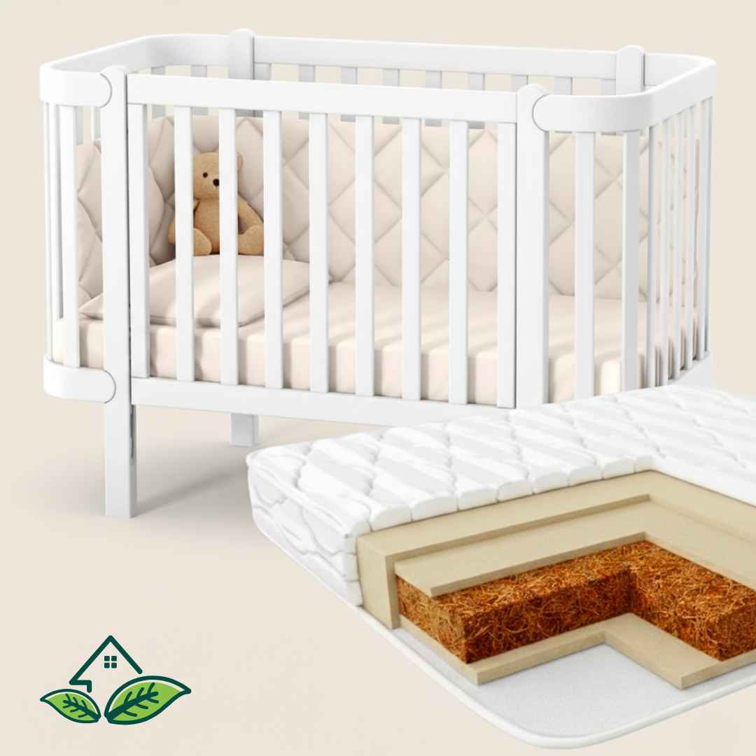 Sada. Dětská postýlka Zukko 120x60 s kvalitní matrací. Bílá